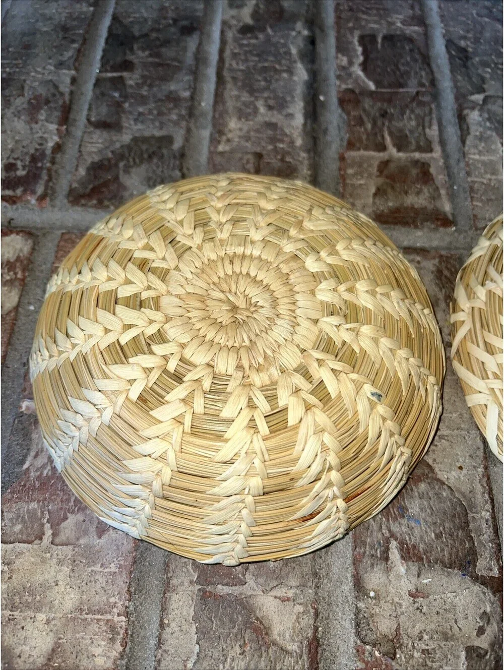 Set Of Two Shallow Stacking  Baskets. 7” And 8”